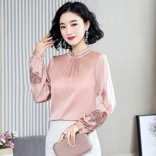 Women Spring Autumn Style Blouses Tops Lady Casual Long Sleeve Stand Collar Elegant Blusas Tops DD9157