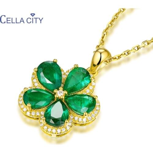 Cellacity Trendy Flower shaped Pendant Necklace for Women Charms Silver 925 Jewelry Gemstone Anniversary Female Gift Wholesale