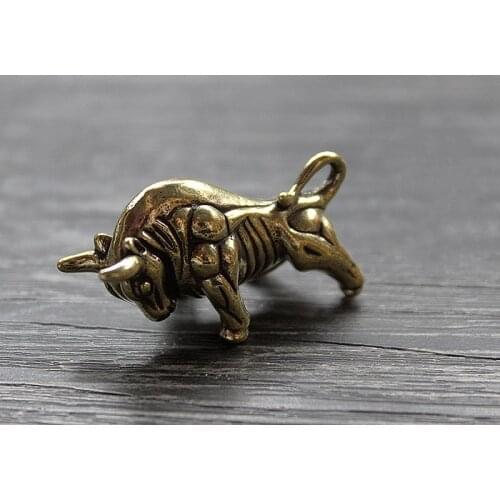 Solid Brass Bull EDC Keychain Pendant Key Pendant Zipper Head Accessories