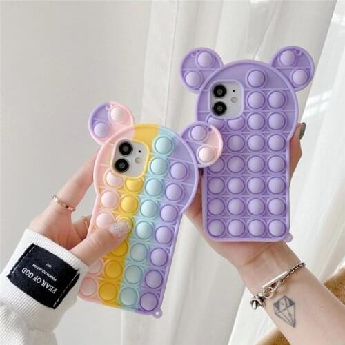 Reliver Stress fun Bubble Phone case Foriphone 12 mini 11 pro max xs max xr x SE20 6 7 8 plus cute Antistress Sensory Game Cover