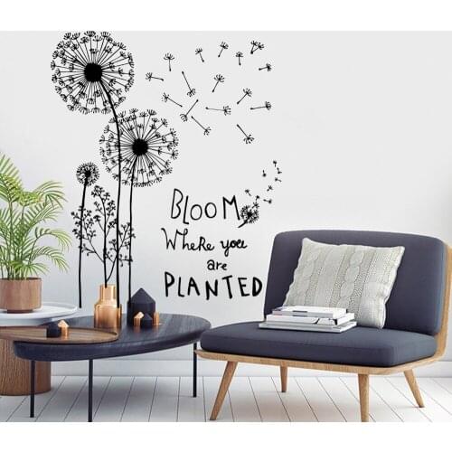 Black dandelion wall sticker PVC Material DIY art wall decals For Living room sofa background wall home decoration sticker