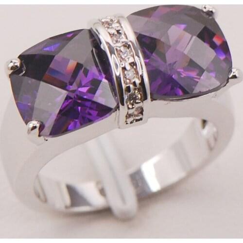 Purple Crystal Zircon Women 925 Sterling Silver Ring F807 Size 6 7 8 9 10