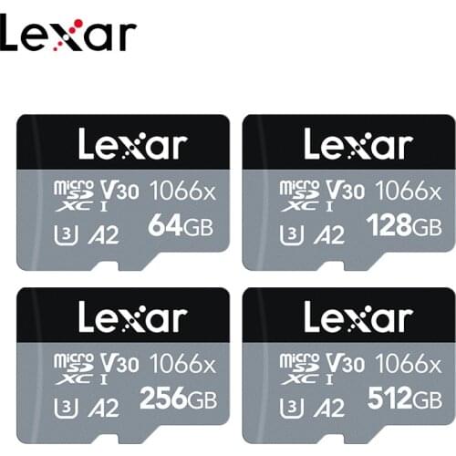 Original Lexar Professional Micro SD Card 1066x 64GB 128GB 256GB 512GB Flash Card V30 A2 Class 10 SDXC Max 160MB/s For Camera