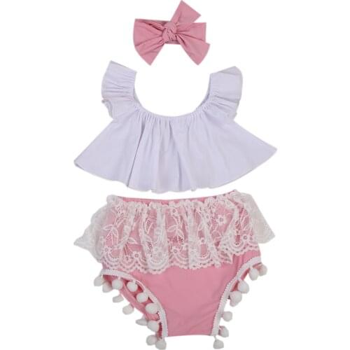 0-24M Newborn Baby Girl Clothes Ruffle Vest Top+Lace Tassel Shorts+Headband Summer Cute Cotton Suits 3Pcs Outfits Sets
