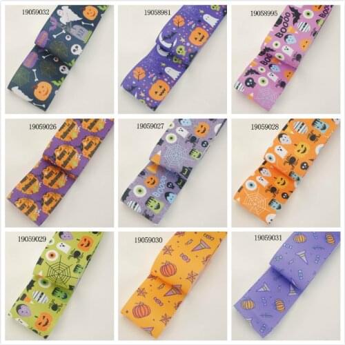 Beautiful Halloween Cartoon Grosgrain/Satin Ribbon 5 Yards 25mm/38mm/50mm/75mm Printed for DIY Hair Bows Headwear