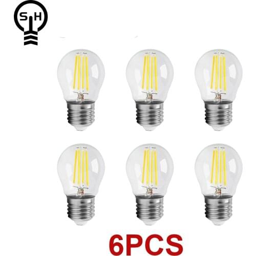 4W G45 Retro Edison Filament Bulb E27 Bombillas 220V Vintage Lamp 6pcs/lot 4000K Clear Glass Inner Decoration