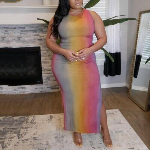 2021 Summer Sexy Plus Size Dress Party Nightclub Wear Sleeveless Tights Ankle Length New Arrival One-step Skirt Bag Hip Skirt