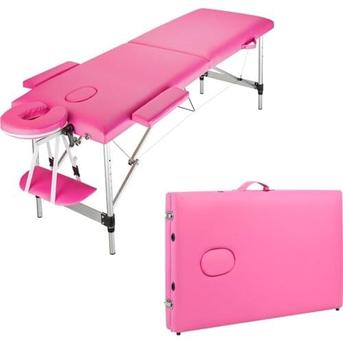 Massage Table Bed 2 Sections Folding Portable Aluminum Foot Facial SPA Professional Beauty Equipment 60CM Wide[US-Stock]