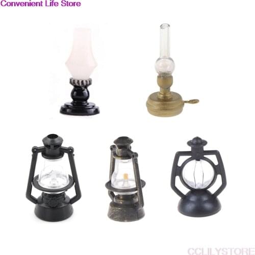 5 Styles Mini Oil Lamp For 1:12 Doll House Miniature Ornaments Micor Model Kids Toy Diy Dollhouse Accessories