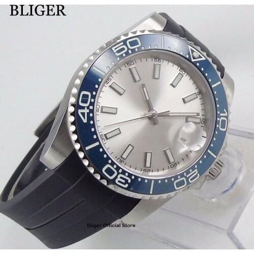Fashion 40mm Mens Watch Sterile Nologo Dial MIYOTA Automatic Men Wristwatch SS Watch Case Luminous Bezel
