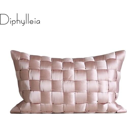 Diphylleia Jersey Interknit Cushion Cover Modern Luxury Grey Pink Mercerized Fabric Crisscross Waist Pillow Case Home Decorative