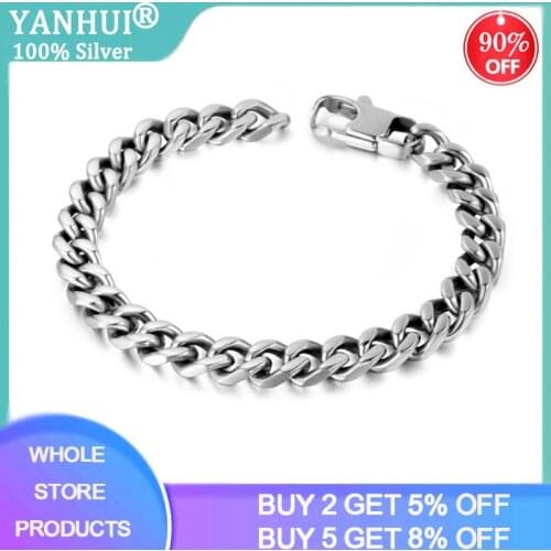 Never Fade Color New Trendy Cuban Chain Men Bracelet Classic Stainless Steel 8mm Width Chain Bracelet For Men Women Jewelry Gift