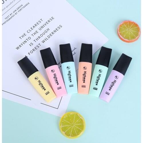 6 Macaroon Colors Mini Highlighters Pastel Markers Single Text Focus Marker Pens For School Office Student Stationery