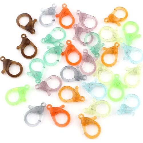 30 PCs Transparent Plastic Lobster Clasps Key Chain Key Ring Lamp Shape Buckle Snap Hook For DIY Jewelry Making Findings 25x17mm