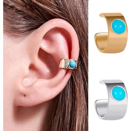 Stone Clip Earrings For Women Earing Without Hole Jewelry Fake Earrings Gold Silver Color Single Ear Bone Clip Earings A25