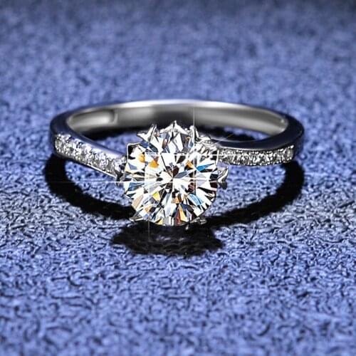 Silver Excellent Cut Diamond Test Passed 1 Carat D Color Good Clarity Moissanite Snowflake Ring Silver 925 Jewelry Female Gift