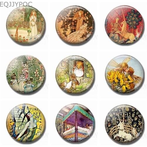 Fairy Tale Cartoon Decorative Refrigerator Magnets Fridge Magnet for Kids Handmade 30 MM Cute Glass Dome Round Magnetic Stickers