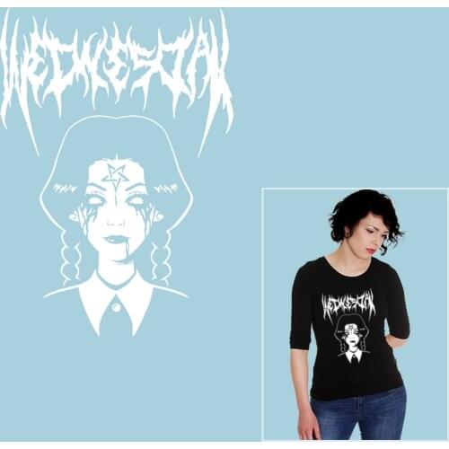 Horror girl Heat-sensitive patches On Clothes Applique Decor Heat Vinyl Ironing Stickers Decor Printed Ironing For Clothing