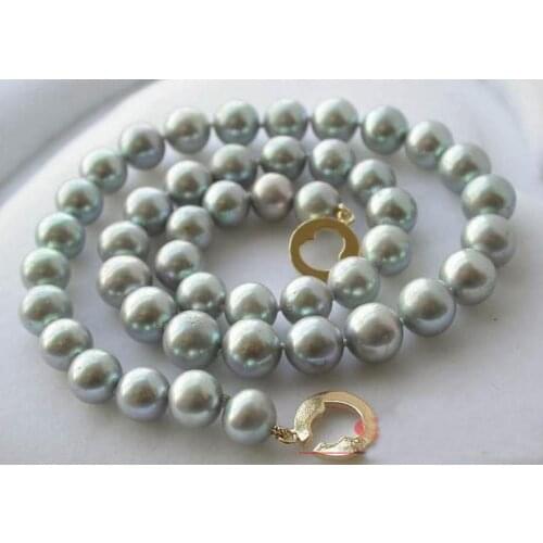 Unique Pearls jewellery Store AAA 17'' 9MM Gray Round Freshwater Pear Necklace Fine Jewelry Charming Women Gift