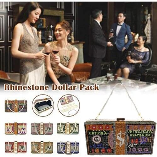 Evening Handbag Shining Money Pattern Metal Women Girls Crossbody Bag for Daily Use Unique bag