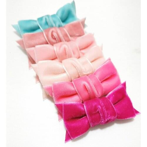 2.5" Small Velvet Ribbon Hair Bow Alligator Clip Baby Hair Accessories Korean Cute Bow Kids Hair Clips