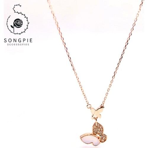 925 Sterling Silver Butterfly Necklace Female Exquisite Clavicle Jewelry