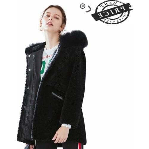 Coat Real Fur Female Winter Jacket Hooded Women Clothes 2021 Korean Thick Warm Black Long Coat Ladies Jacket Hiver F3361a