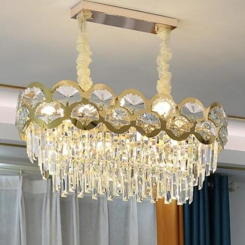 Golden Chandelier Nordic Simple restaurant Decorates Lamp stainless steel rectangular island chandeliers