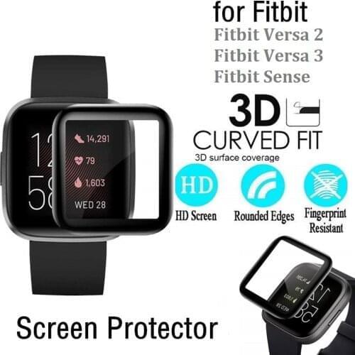 10PCS 3D Curved Soft Screen Protector for Fitbit Versa 3 Full Coverage Anti-Scratch Fitbit Sense Protective Film (No Glass)