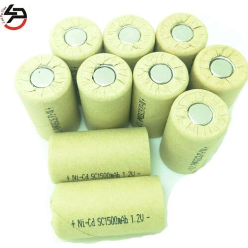 10pcs/Lot 22*42mm Sub C SC Rechargeable Battery 1.2V 1500mAh NI-CD Batteries