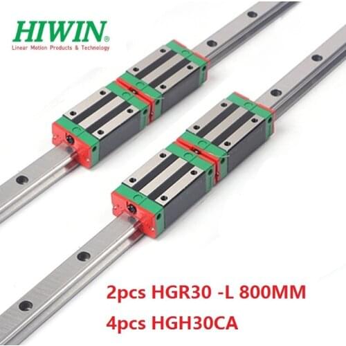 2pcs 100% original Hiwin linear rail linear guide HGR30 -L 800mm + 4pcs HGH30CA linear narrow block for cnc router