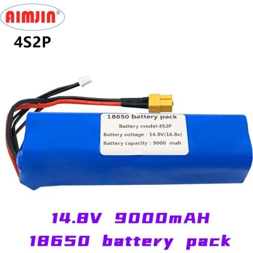 14.8V 9000mAh 4S2P High Capacity 16.8V Li-ion Battery UAV Rechargeable for Various RC Airplane Drone Quadrotor XH2.54-5P XT60
