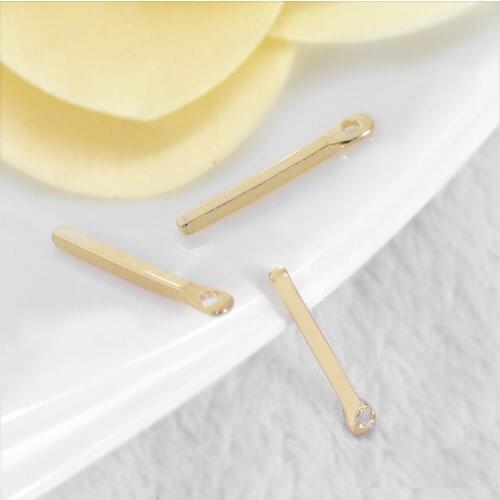 6PCS 15x1.2MM 24K Champagne Gold Color Plated Brass Square Rod Charms Pendants High Quality Diy Jewelry Accessories