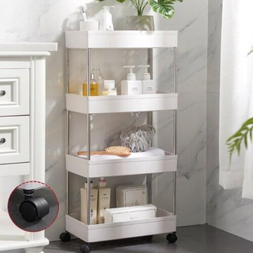 2/3/4 Tier Slim Storage Cart Kitchen Bathroom Mobile Shelving Unit Organizer Slide Out Storage Rolling Utility Cart Tower Rack