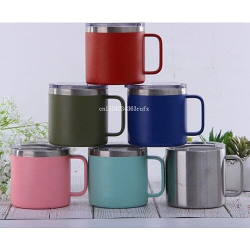 20pcs 14oz Kids Milk Cup Metal Wine Glass Stainless Steel Cup With Lid Double Wall Vacuum Insulated Mugs Free shipping