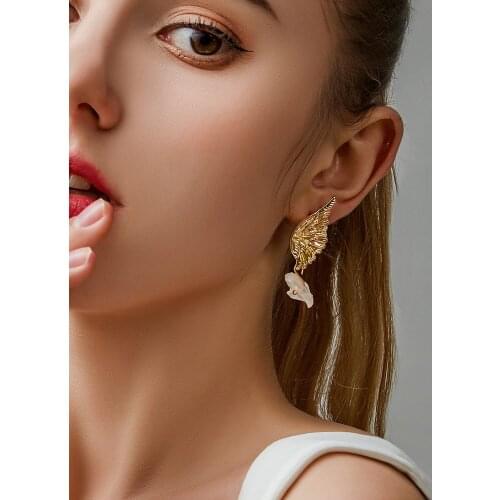 2021 New Angel Wings Exquisite Dangle Earring for Women Irregular Stone Pendant Earring Charm Girl Party Jewelry