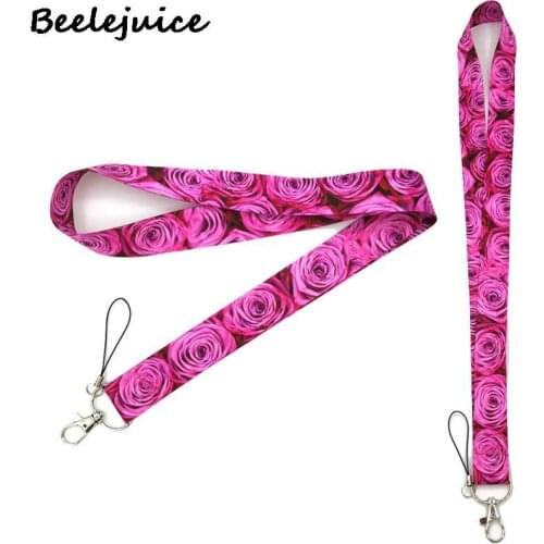 24pcs Red Pink Rose Women Art Key Chain webbings ribbons Neck Strap for Phone Keys ID Card Cartoon Lanyards Decorations Gifts