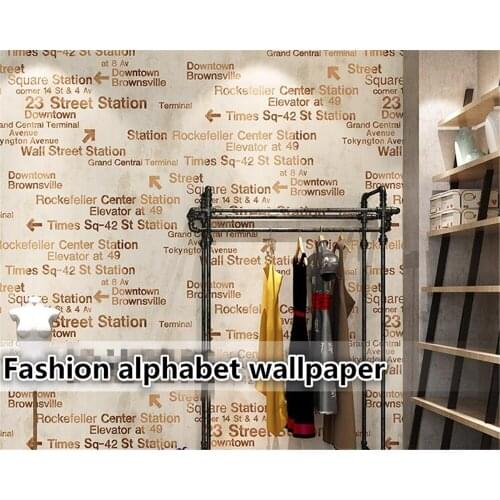 Beibehang 3d wallpaper Letter nostalgic black home decoration coffee clothing store wallpaper roll wallpaper home decoration