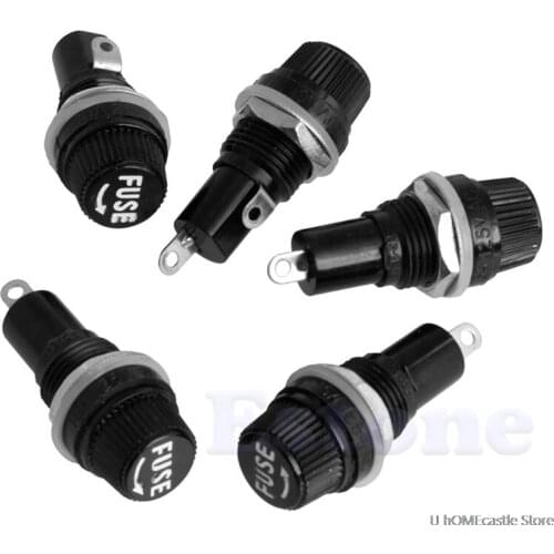 5pcs 10A Chassis Panel Mount Fuse Holder Socket for 5*20 Glass Fuses 250V Hot