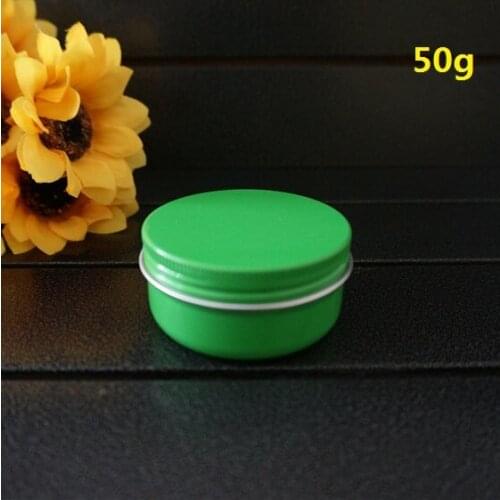 50g Green Empty Round Aluminum Box Metal Tin Cans 50ml Portable Cream Containers DIY Refillable 56*27mm Jar Tea Aluminum Pot