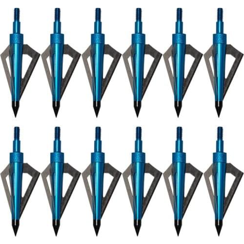 6/12/24 Pack 125 Grain 3 Fixed Blade Hunting Broadheads Archery Arrow Hunting Points Metal Tips for Compound Bow and Crossbow