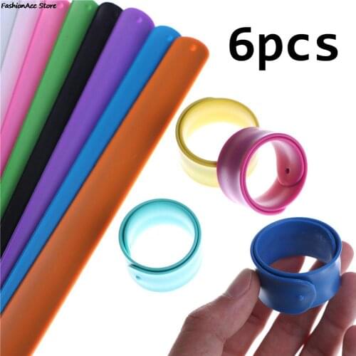 6Pcs Magic Patted Bracelets Mixed Color Reversible Slap Bracelets Charms Wristband for Kids Grownups Birthday Party Toys