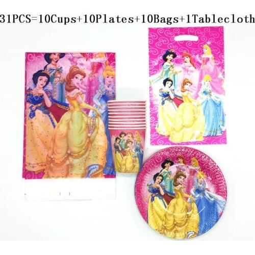 61Pcs Disney Schneewittchen Theme Kids Birthday Party Decorations Cups Plate Tablecloth Gift Bags Schneewittchen Tableware