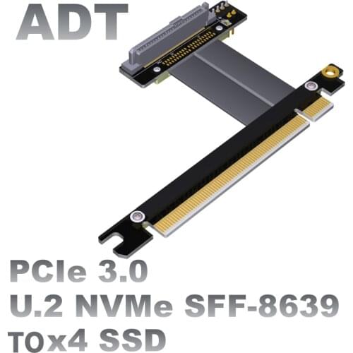 ADT-Link 32G/bps U.2 Interface U2 to PCI-E 3.0 x16 SFF-8639 Pcie Solid State Extension Data Cable Gen3.0 Cable