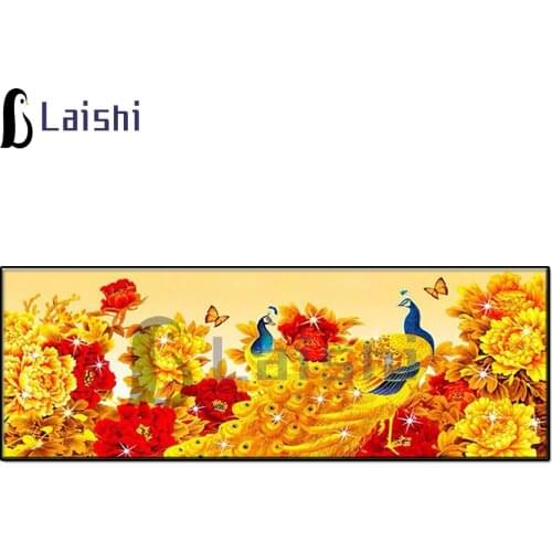 Diamond embroidery Golden peacock, golden and red flowers diamond mosaic diamond painting full square round rhinestone pictures