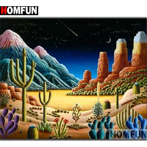 HOMFUN Full Square/Round Drill 5D DIY Diamond Painting "Mountain night view" 3D Embroidery Cross Stitch 5D Home Decor A13230