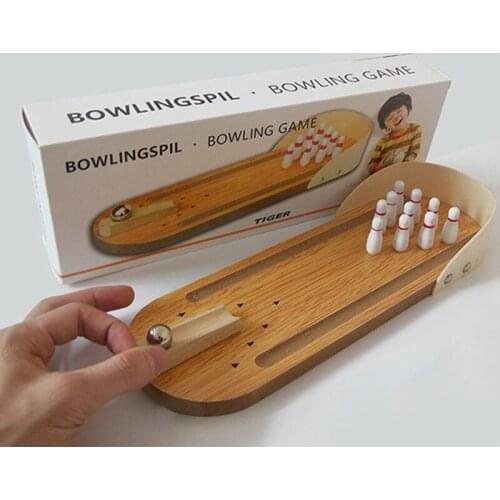 Wooden Mini Desktop Bowling Game Toy Set Fun Indoor Parent-Child Interactive Table Developmental