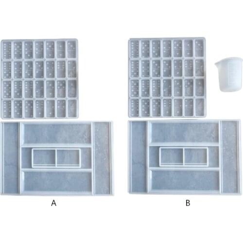 Dominoes Epoxy Resin Mold Dominoes Storage Box Silicone Mold DIY Crafts Jewelry Storage Case Holder Casting Tools