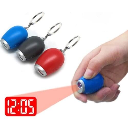 Electronic Mini Portable Digital LED Projection Time Clock with Keyring for Kids Birthday Gifts Pocket Digital Clock Red Light