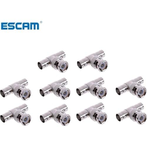 ESCAM 10pcs/lot BNC Connector BNC male to female jack BNC female adapter for CCTV Camera System Accessories